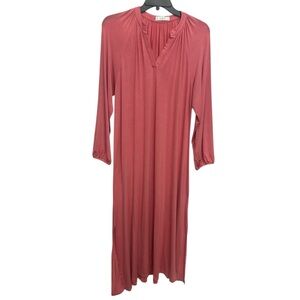 LAKE Pajamas Pink Night Gown Lounge Dress Size XL Long Sleeve Modal Blend Comfy